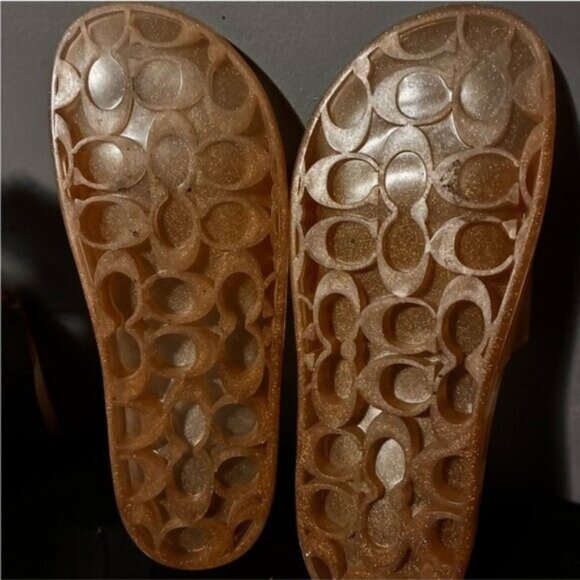 Coach Sparkling Ulyssa Gold Slide Sandals Size 7 - Picture 7 of 8